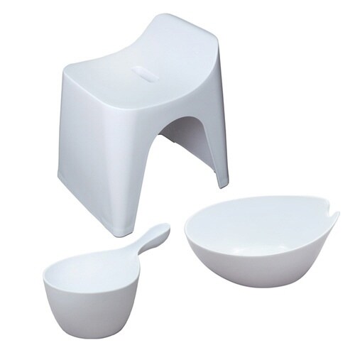 風呂椅子 洗面器 手桶 セット ホワイト