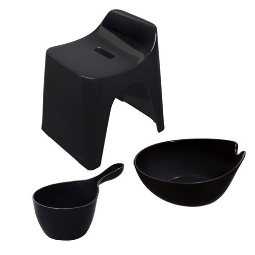 風呂椅子 洗面器 手桶 セット ブラック