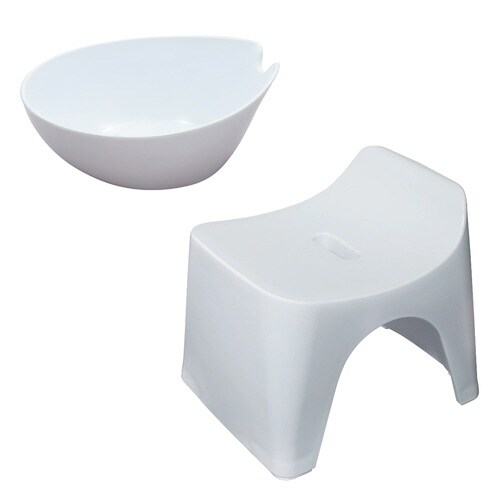 風呂椅子 湯桶 高さ20cm 2点セット ホワイト