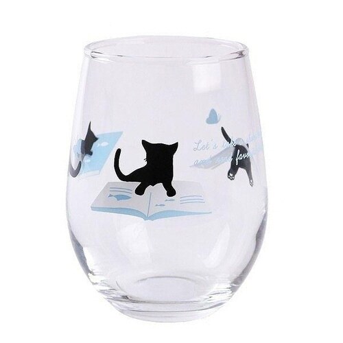グラス わたしとねこ 325ml ねこ ブルー