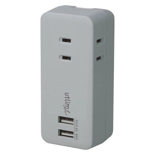 3口コンセント 直挿しタイプ グレー