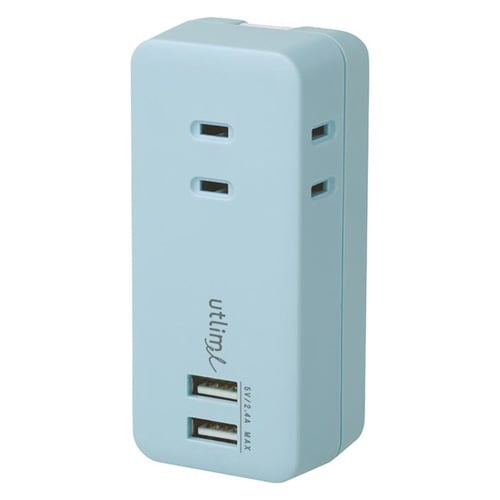 3口コンセント 直挿しタイプ ライトブルー