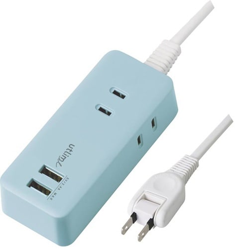 3口コンセント 1.5m ライトブルー