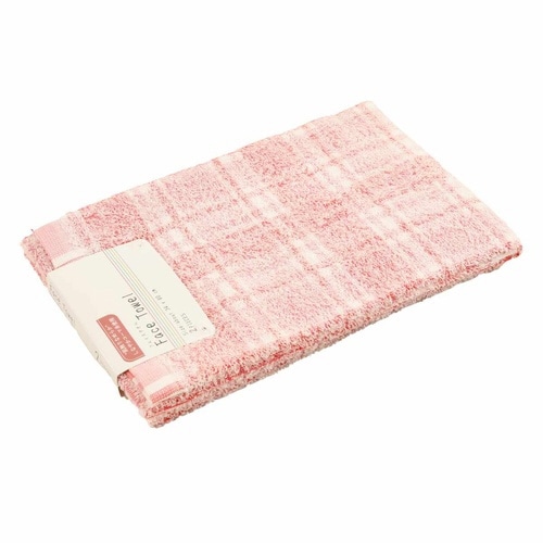 フェイスタオル コーマクロスチェック ピンク