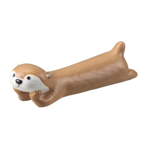 カトラリーレスト 9cm カワウソ 陶器 ラテ