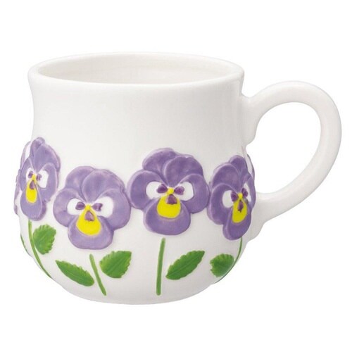 マグカップ 250ml お花マグ 陶器 パンジー
