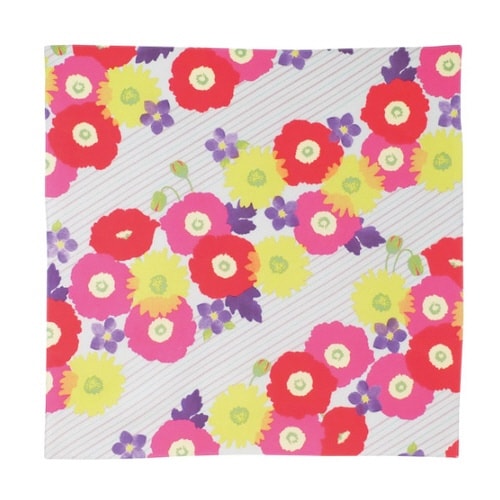 風呂敷 中巾 45cm フラワーストライプ グレー