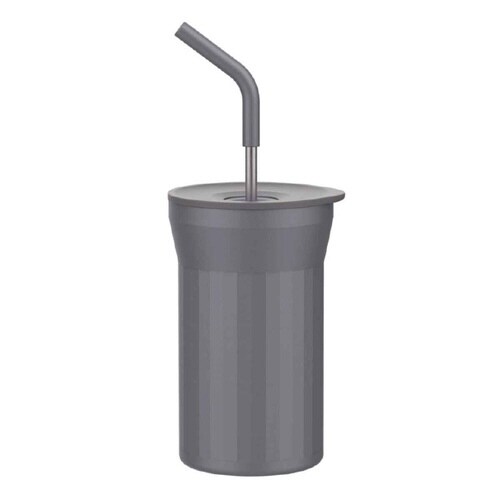 タンブラー ストロー付き 450ml ダークグレー