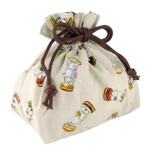 弁当袋 巾着 mofusand ハンバーガーにゃん