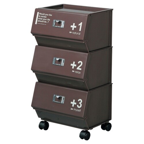 ラック 3段 プラスチック ブラウン