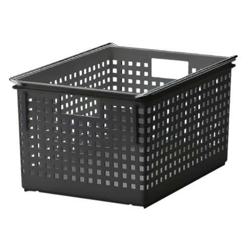 収納バスケット ワイド L プラスチック グレー