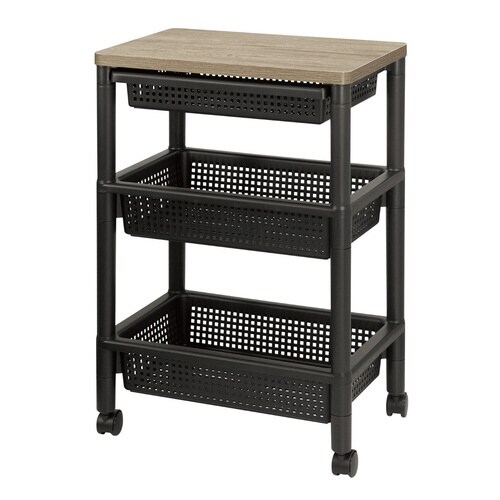 キッチンワゴン 引き出し付き 幅46 ブラック