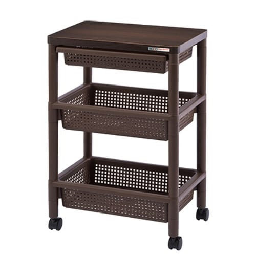 キッチンワゴン 引き出し付き 幅46 ブラウン