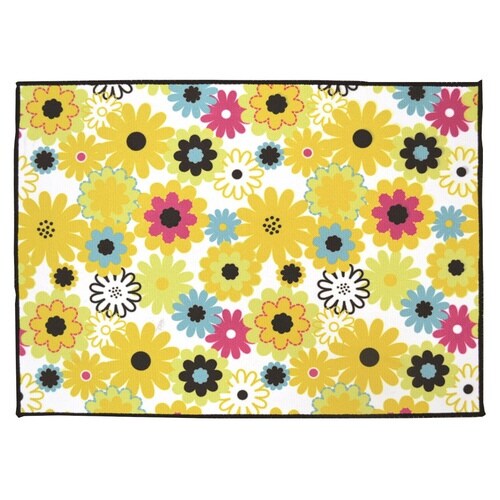 水切りマット みずきりマット 花柄 イエロー