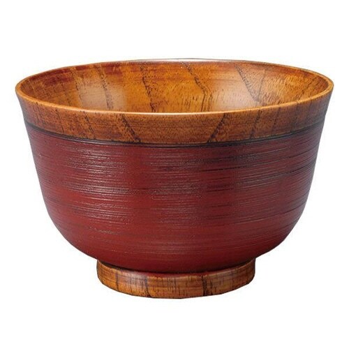 汁椀 木製 310ml 刷毛目椀 漆 天然木 朱