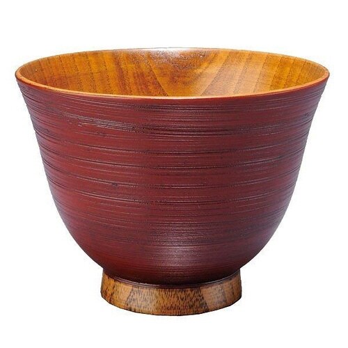汁椀 木製 380ml 刷毛目 多用椀 漆 朱