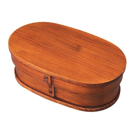 弁当箱 曲げわっぱ 1段 700ml 小判型 茶