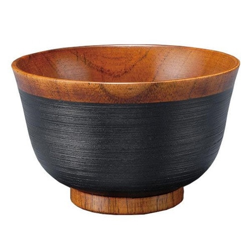 汁椀 木製 310ml 刷毛目椀 漆 天然木 黒