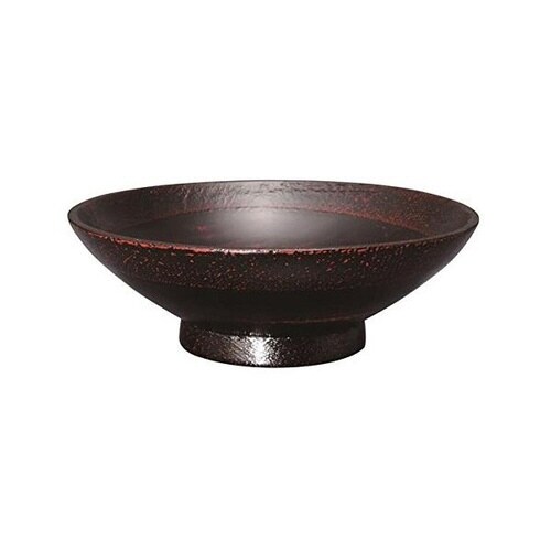 中鉢 木製 320ml 浅型 浅椀 布張り 漆 黒