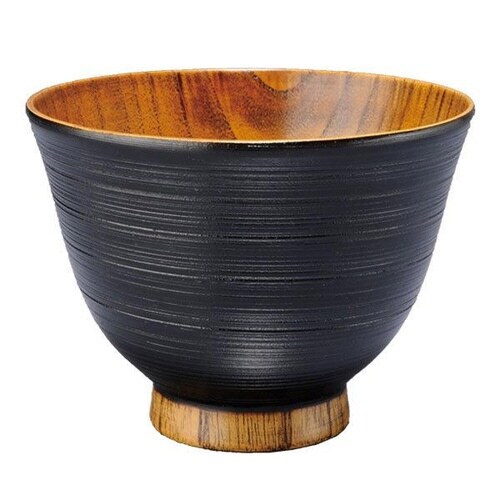 汁椀 木製 380ml 刷毛目 多用椀 漆 黒