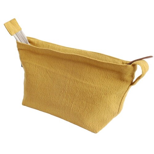 ポーチ ウォッシュドコットン Lサイズ マスタード