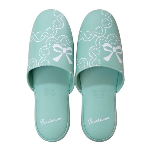 トイレスリッパ 拭けるスリッパ リボン グリーン