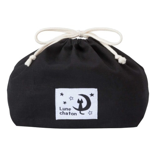 弁当袋 巾着袋 ランチ巾着 ルナシャトン ネコ 黒