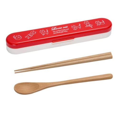 コンビセット スプーン 箸 18cm レッド