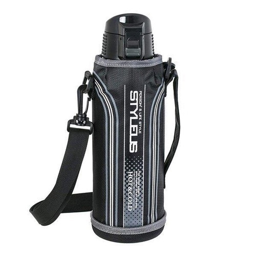 水筒 1L ステンレス 直飲み 保温 ブラック