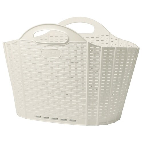 折りたためる ランドリーバスケット アイボリー