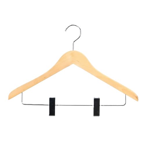ハンガー 木製ハンガー クリップ付 5本組 クリア