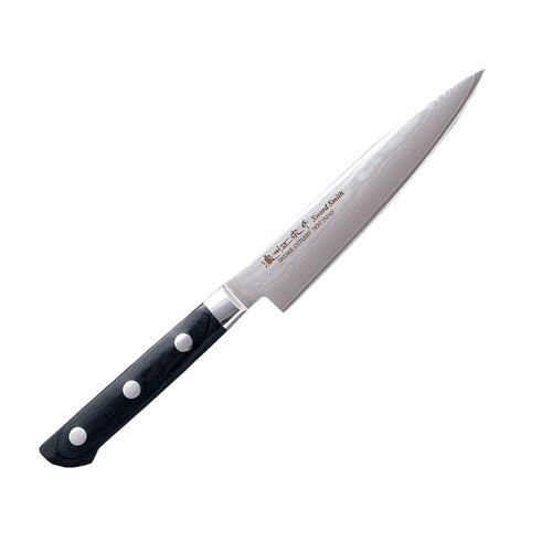 ペティナイフ 13.5cm 木柄 鍛接ダマスカス鋼