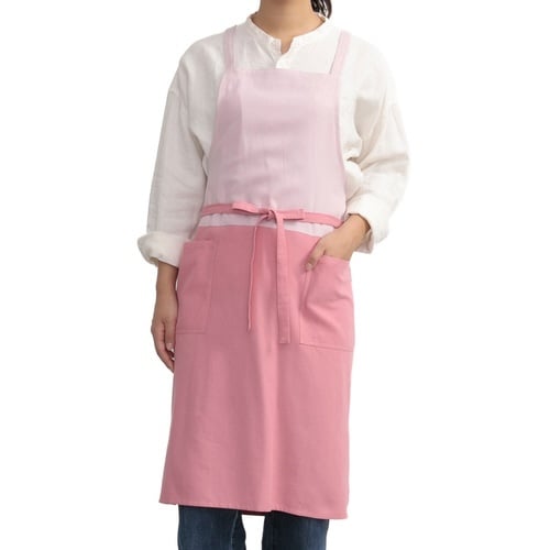 エプロン 無地 バイカラーラップエプロン ピンク