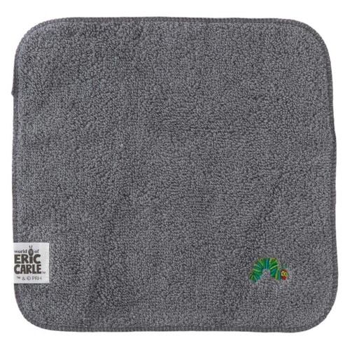 ミニタオル はらぺこあおむし 無撚糸 刺繍 グレー