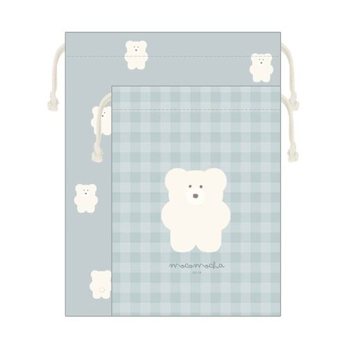 巾着袋 モコモカ 2枚セット クリーム