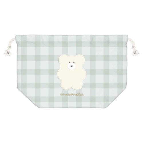 弁当袋 巾着 モコモカ ワッペン付き クリーム