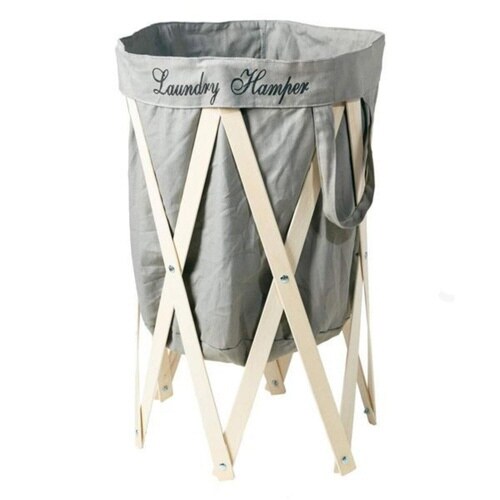 ランドリーバスケット ナチュラル×グレー