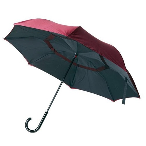 傘 晴雨兼用 逆さに開く2重傘 ブラック×レッド