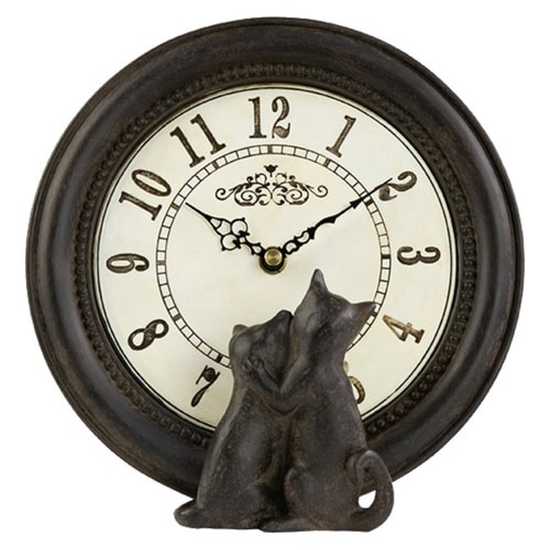 置き時計 ネコ スタンド アナログ 丸型 卓上