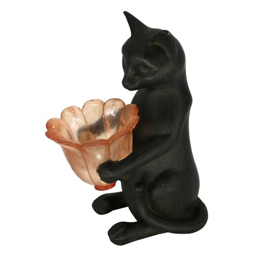 ガーデンオーナメント ローズライト 猫 置物