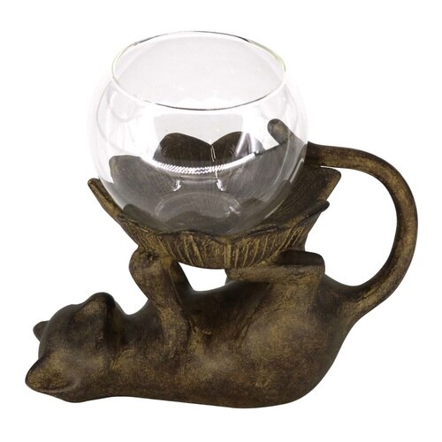 ガーデンオーナメント グラスポット 猫 置物