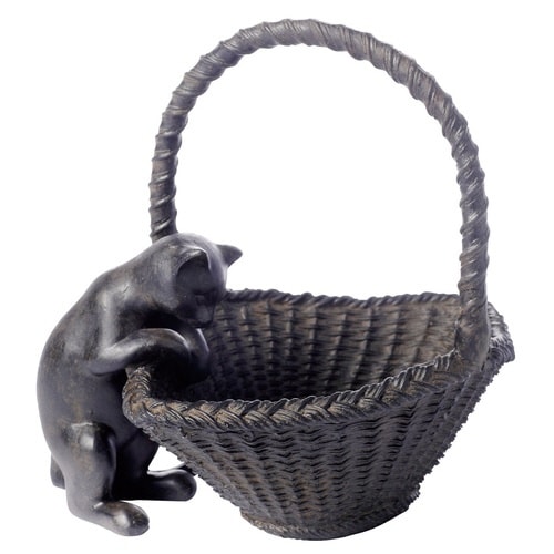 ガーデンオーナメント バスケット 猫 置物