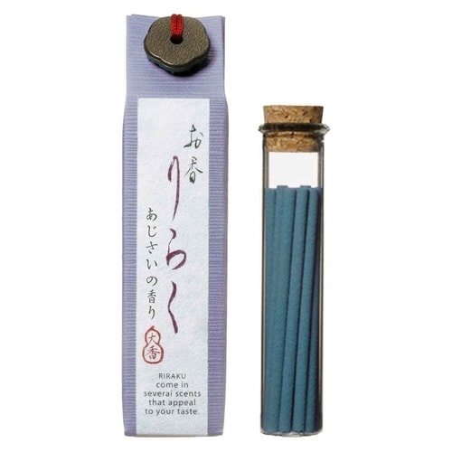 お香 りらく 15本入り お香立て付き アジサイ