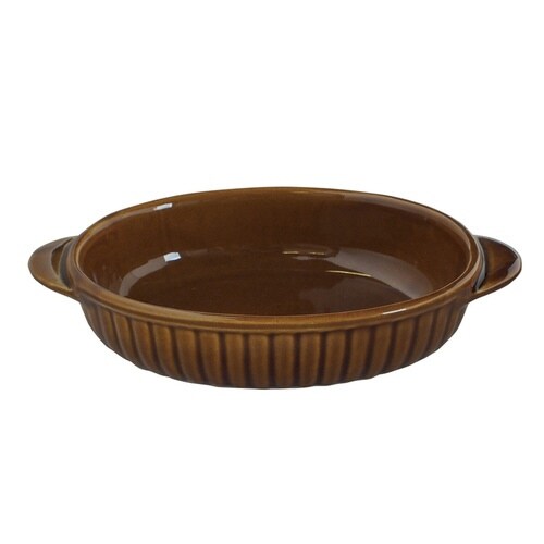 グラタン皿 オーバル 19cm 立筋 ブラウン