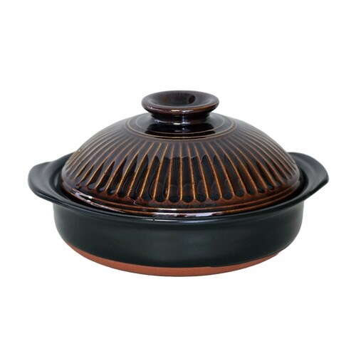 土鍋 8号 直火専用 菊花 萬古焼 日本製 飴釉