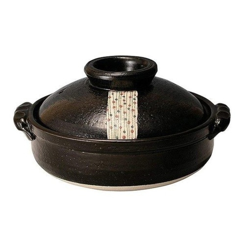 土鍋 6号 直火専用 黒玉すだれ 1人用 萬古焼