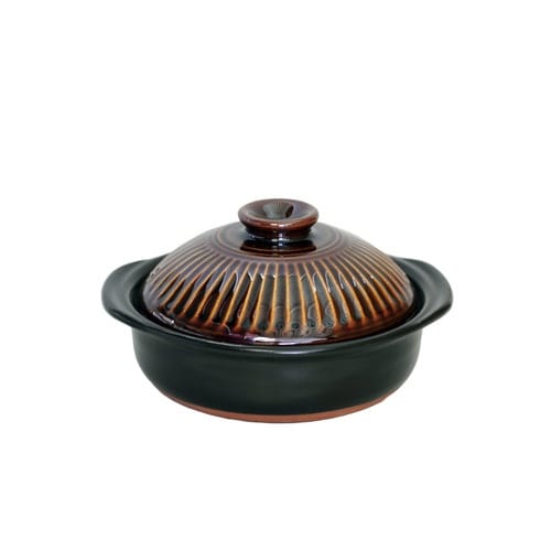 土鍋 6号 直火専用 菊花 萬古焼 日本製 飴釉