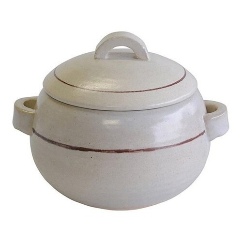 炊飯土鍋 3合炊 直火専用 ラインホワイト 萬古焼