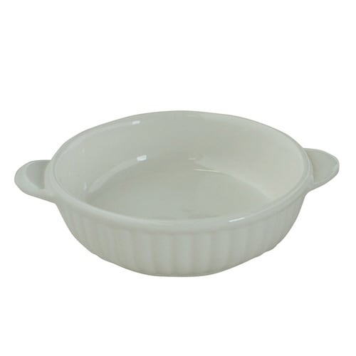 グラタン皿 一人用 丸 13cm 立筋 ホワイト