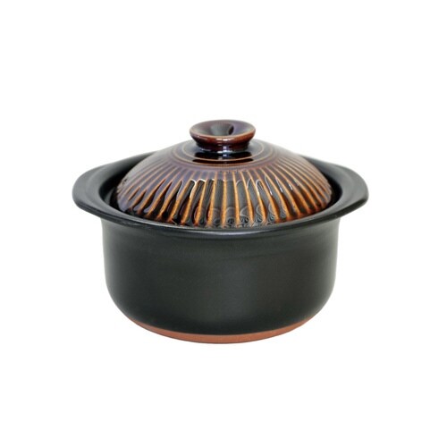 炊飯土鍋 2合炊 直火専用 菊花 ごはん鍋 飴釉